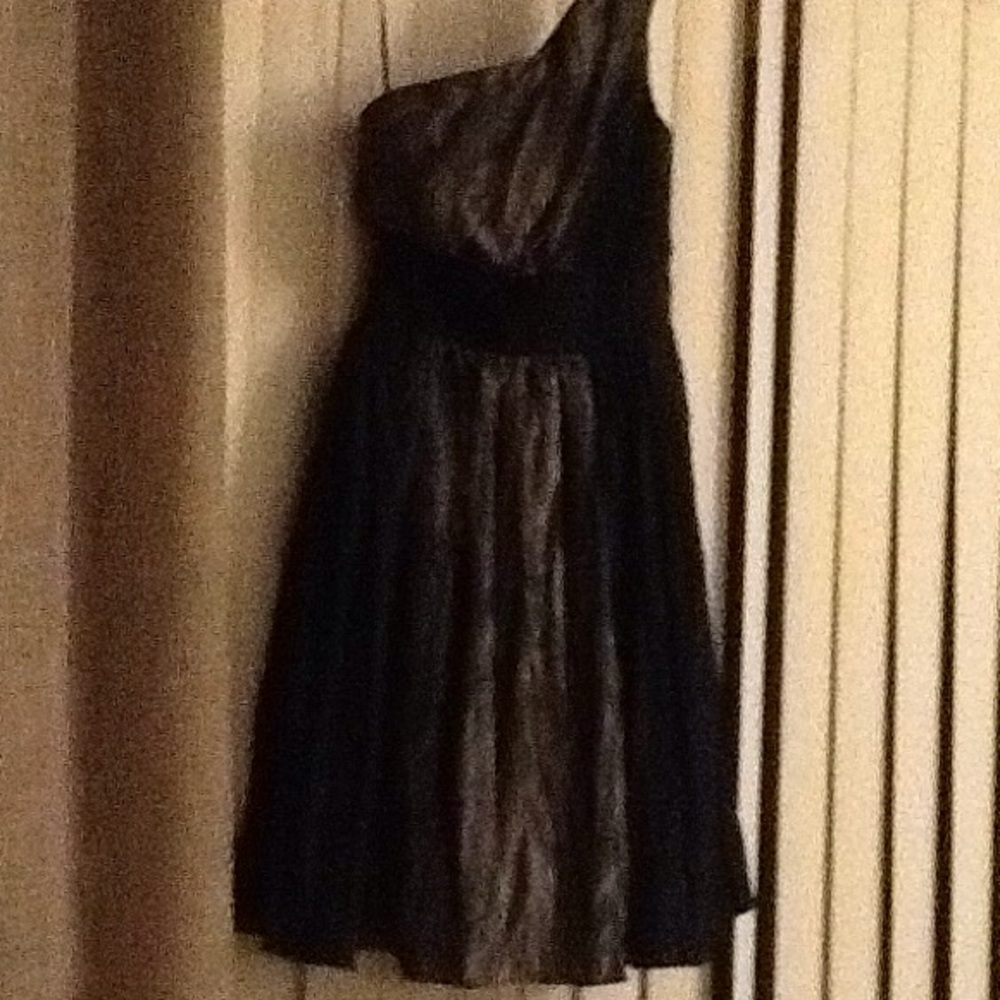 Gray and black dress.